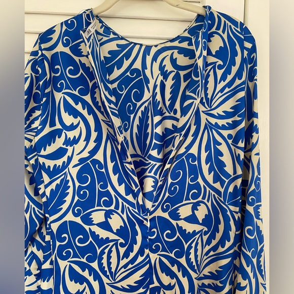 Zara Long Printed Dress - Satin Maxi Dress - Picture 6 of 15